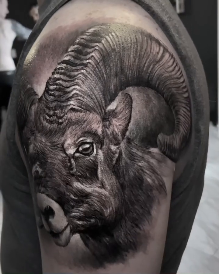 Tattoo by @tat2va — realism, black_and_grey