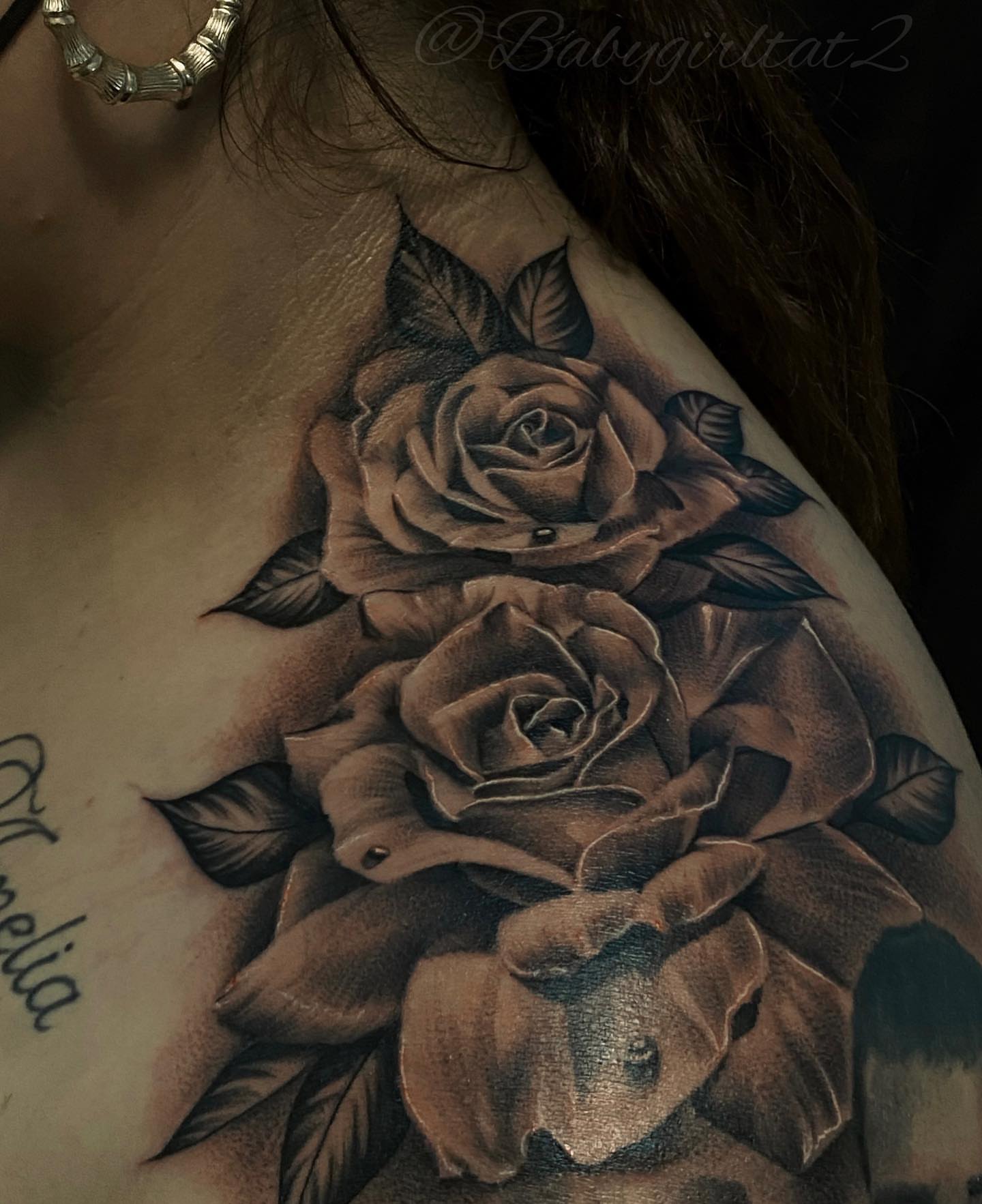 Roses realism tattoo on the shoulder by π²πππππππ β‘οΈ