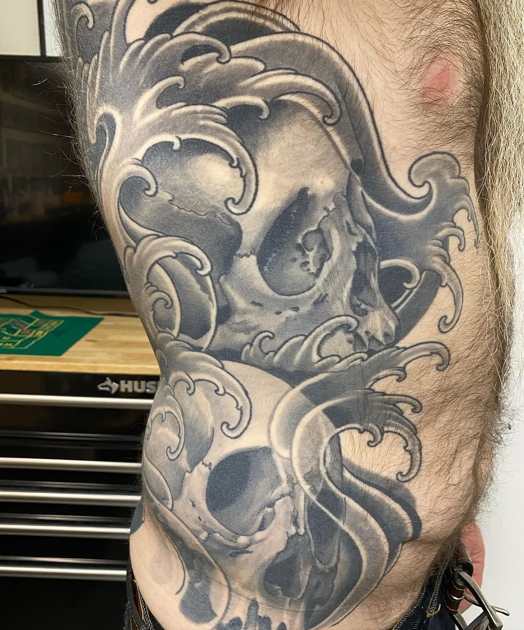 Tattoo by @mikegodfrey — japanese_irezumi, black_and_grey
