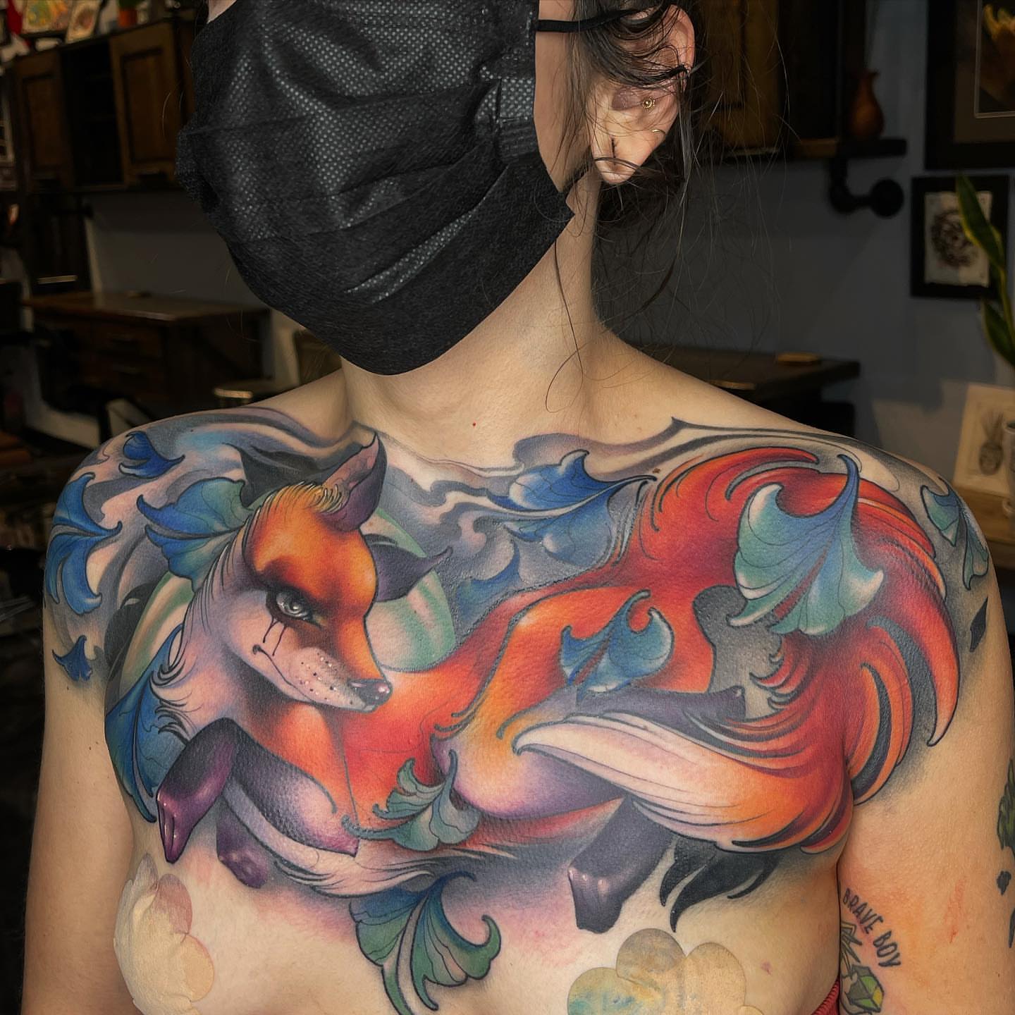 Fox realism tattoo on the shoulder by ceci✨, Edinburg, Texas