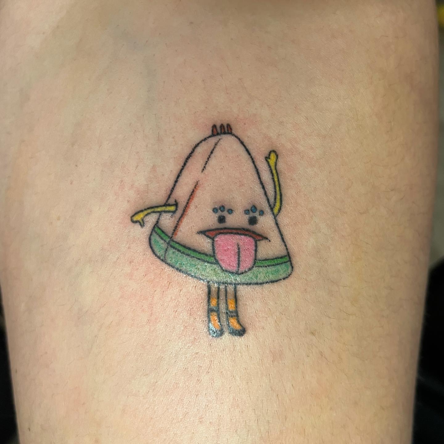 Triangle character dotwork tattoo on the forearm by mars