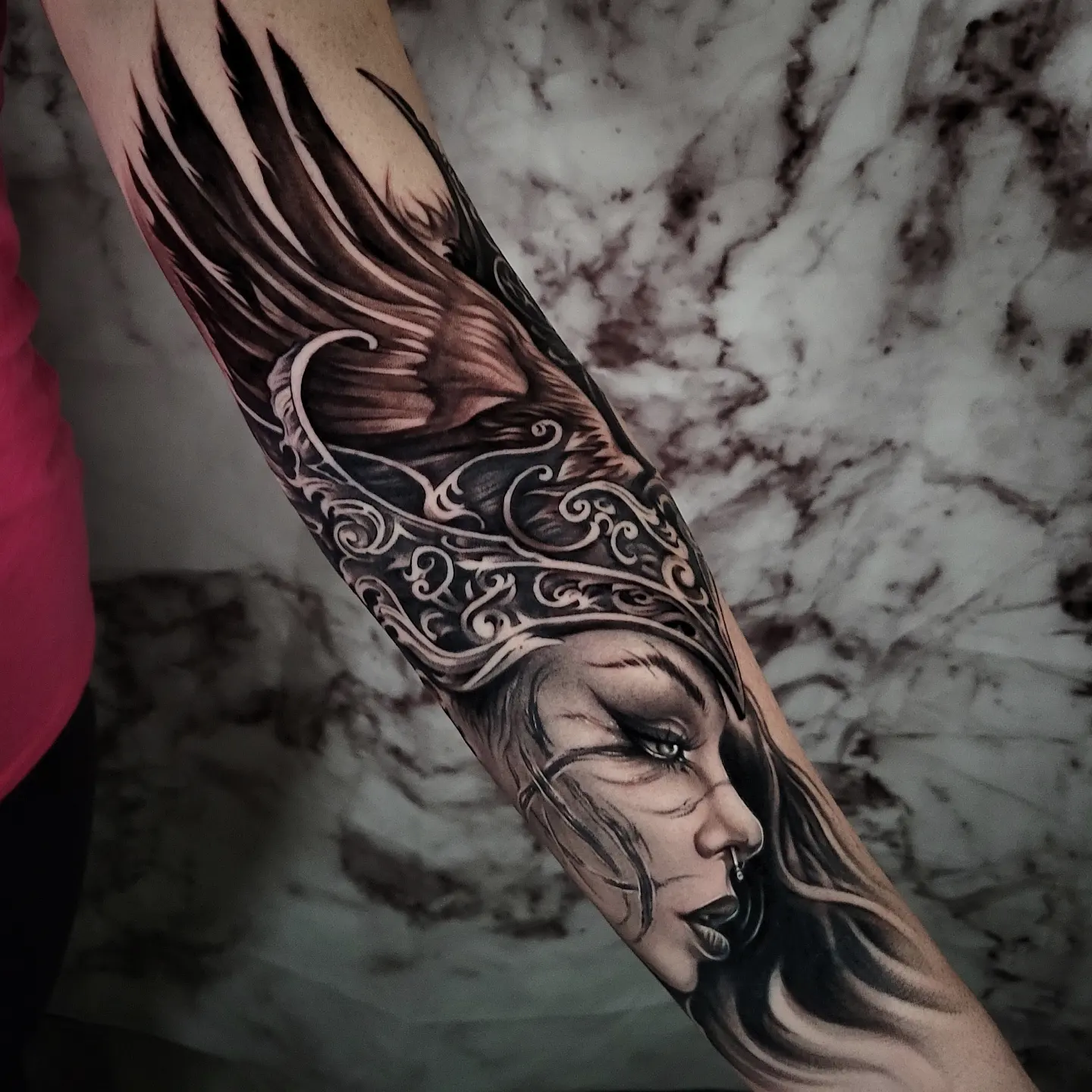 Tattoo by @gagecheesmantattoos — dark_realism, black_and_grey
