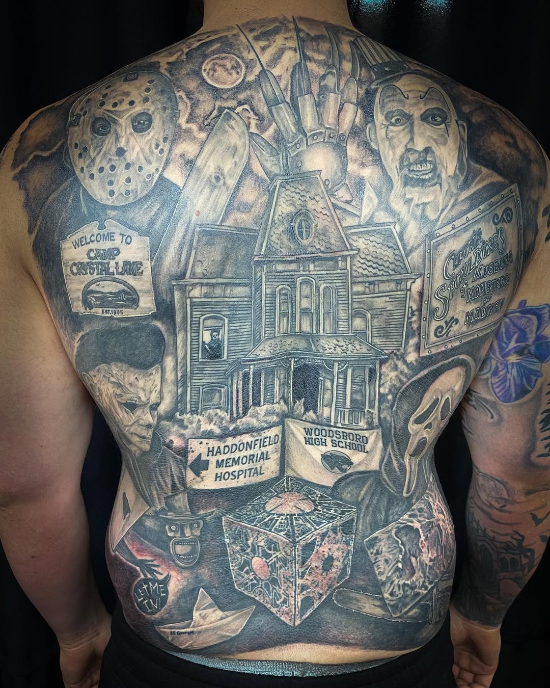 Horror movie characters and scenes realism tattoo by Melissa Peña NYC