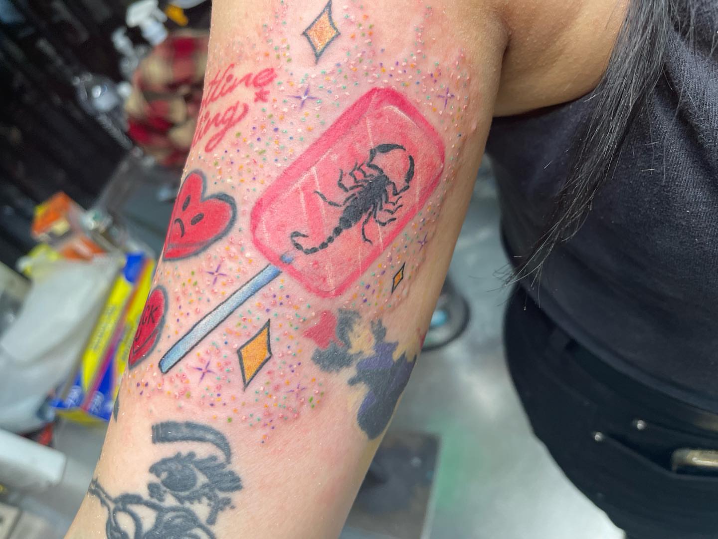 Scorpion dotwork tattoo on the forearm by Edward Choat