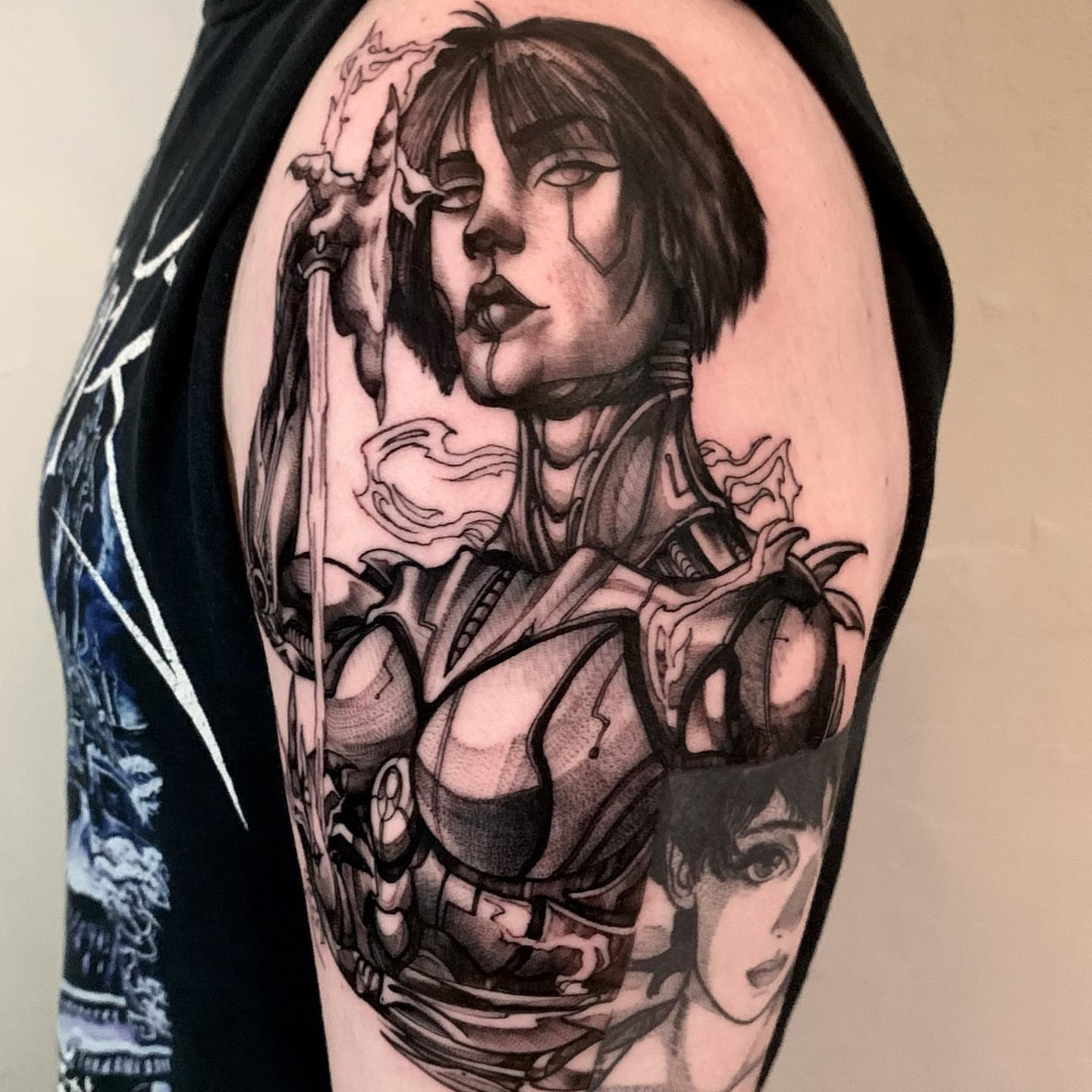 Anime character anime tattoo on the shoulder by ⚔ Dylan Smith ⚔, Richmond, Virginia