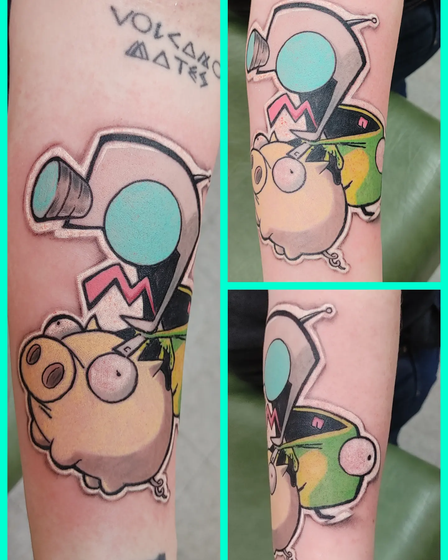 Volcano bots anime tattoo on the forearm by Mike Stamper