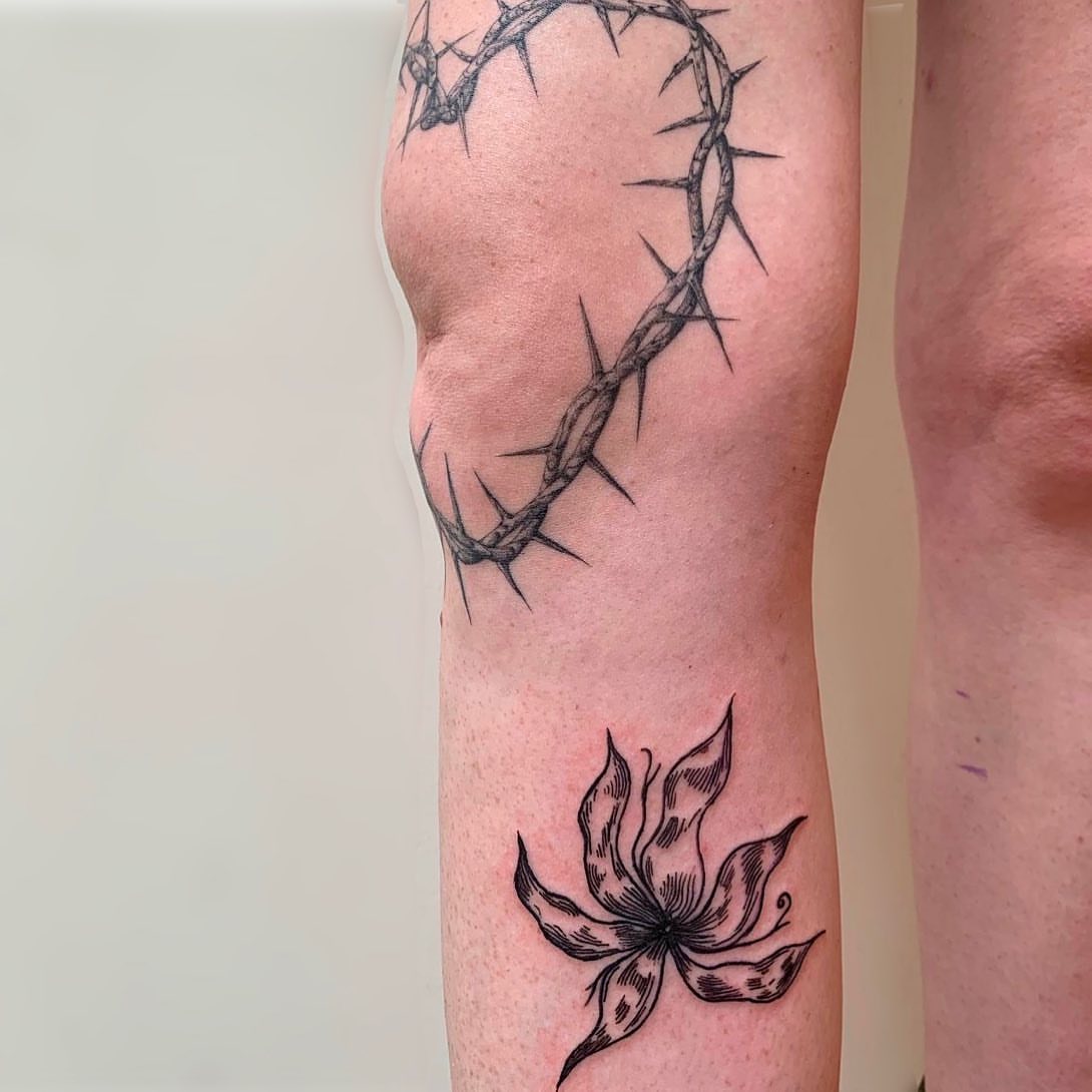 Tattoo by @dreamrealm — black_and_grey, realism