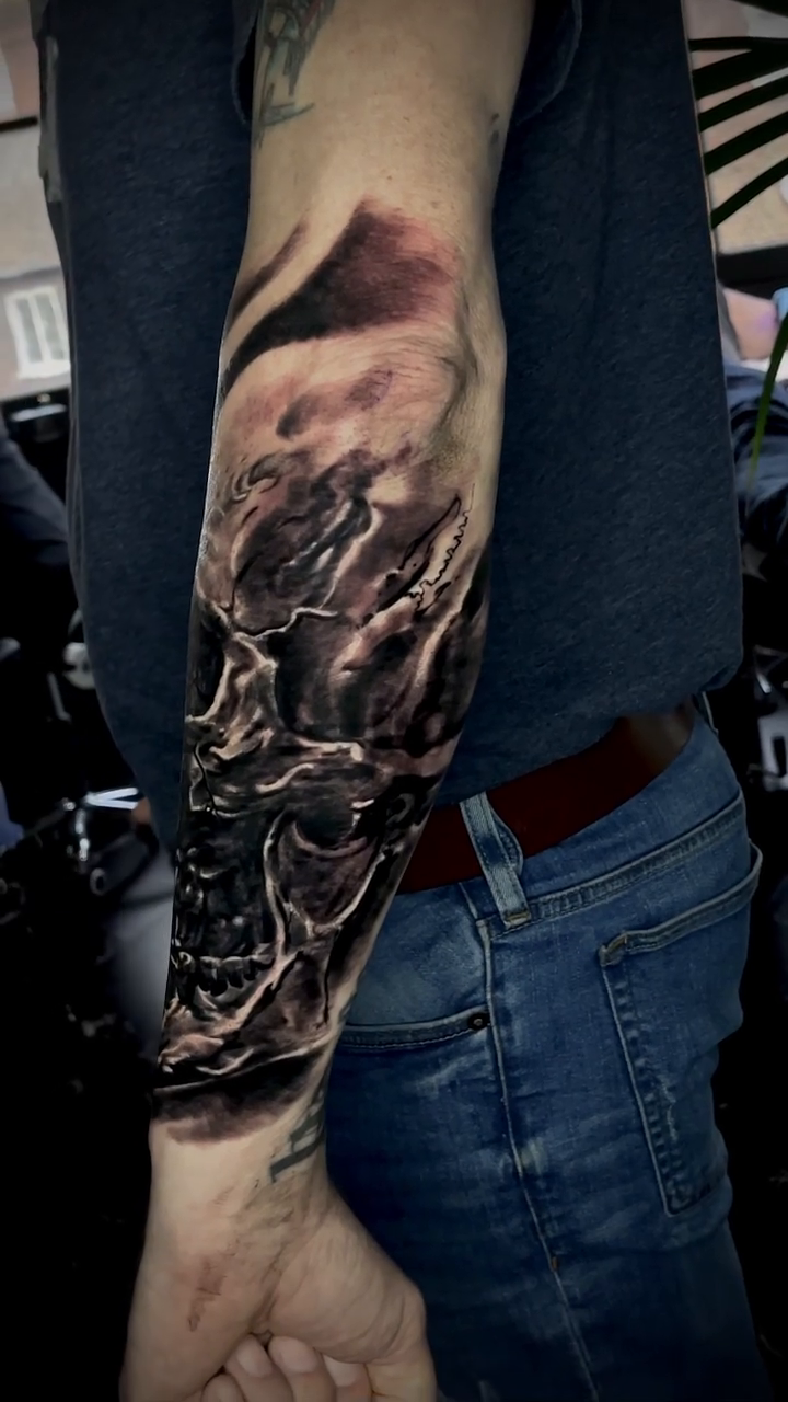 Tattoo by @sim_camillonitattoos — realism, black_and_grey