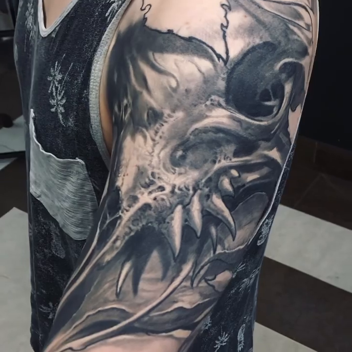 Tattoo by @valentin_tmst β dark_realism, black_and_grey