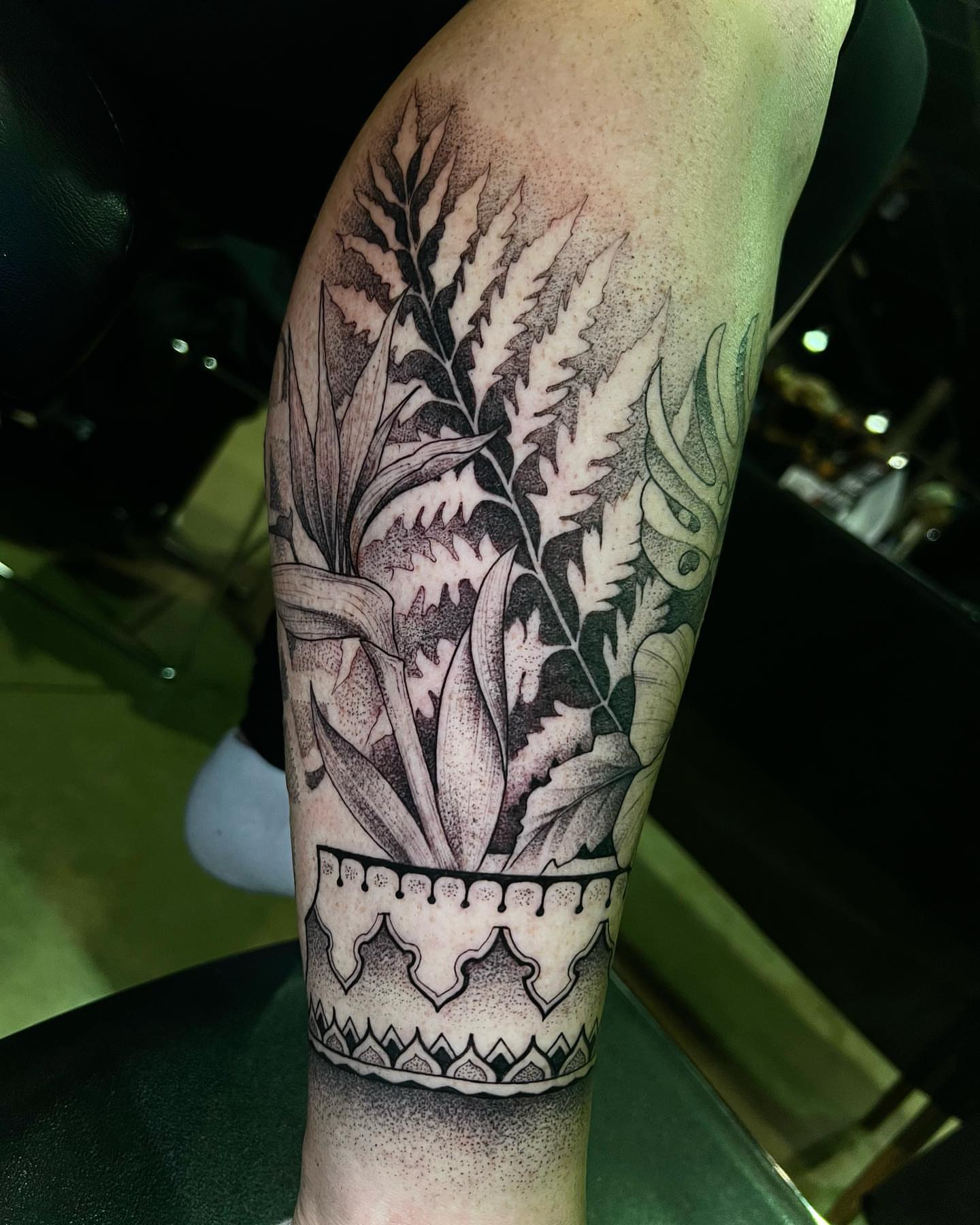 Tattoo by @onespeedtattoo — dotwork, black_and_grey
