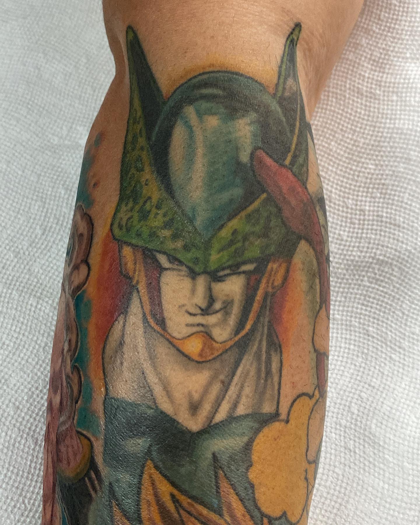 Dragon ball character anime tattoo on the forearm by ArteDeCecil