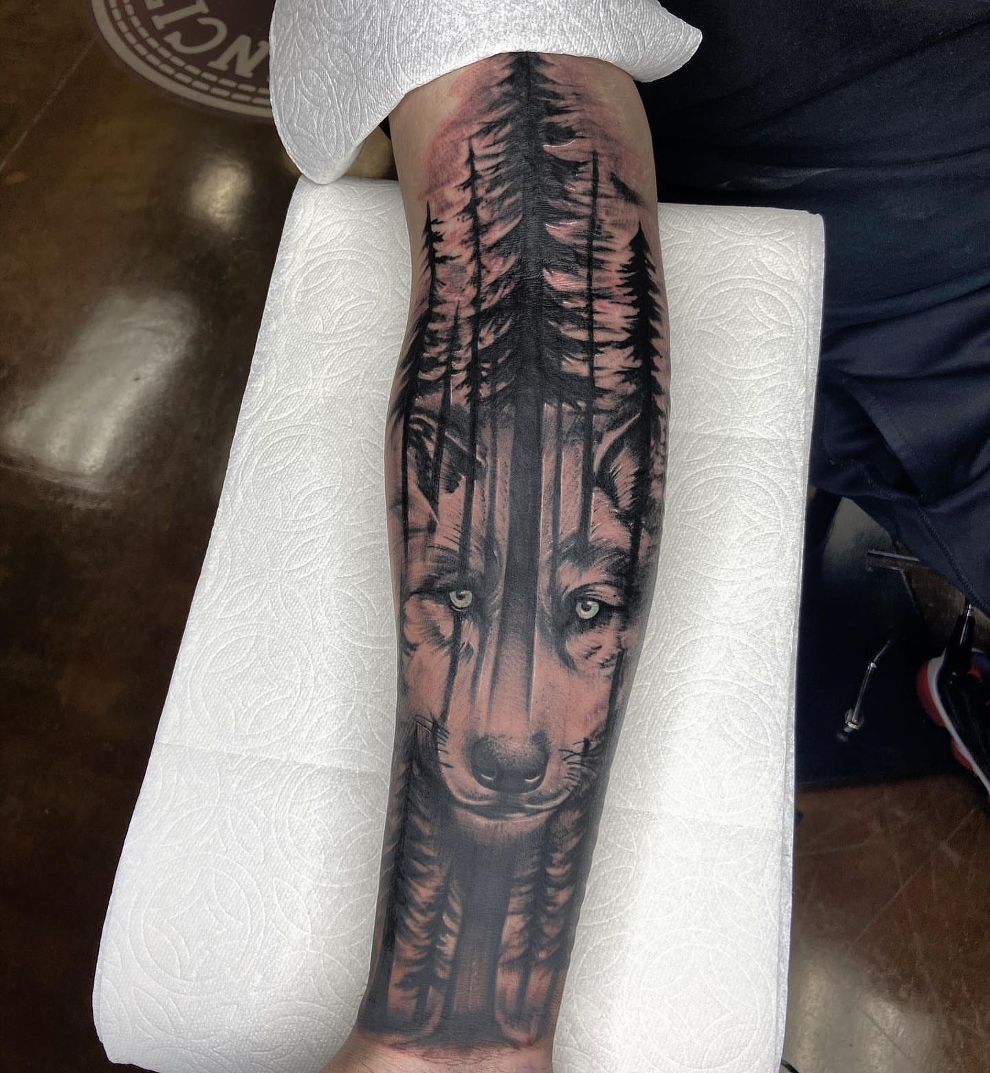 Wolf realism tattoo on the forearm by Summer Rain