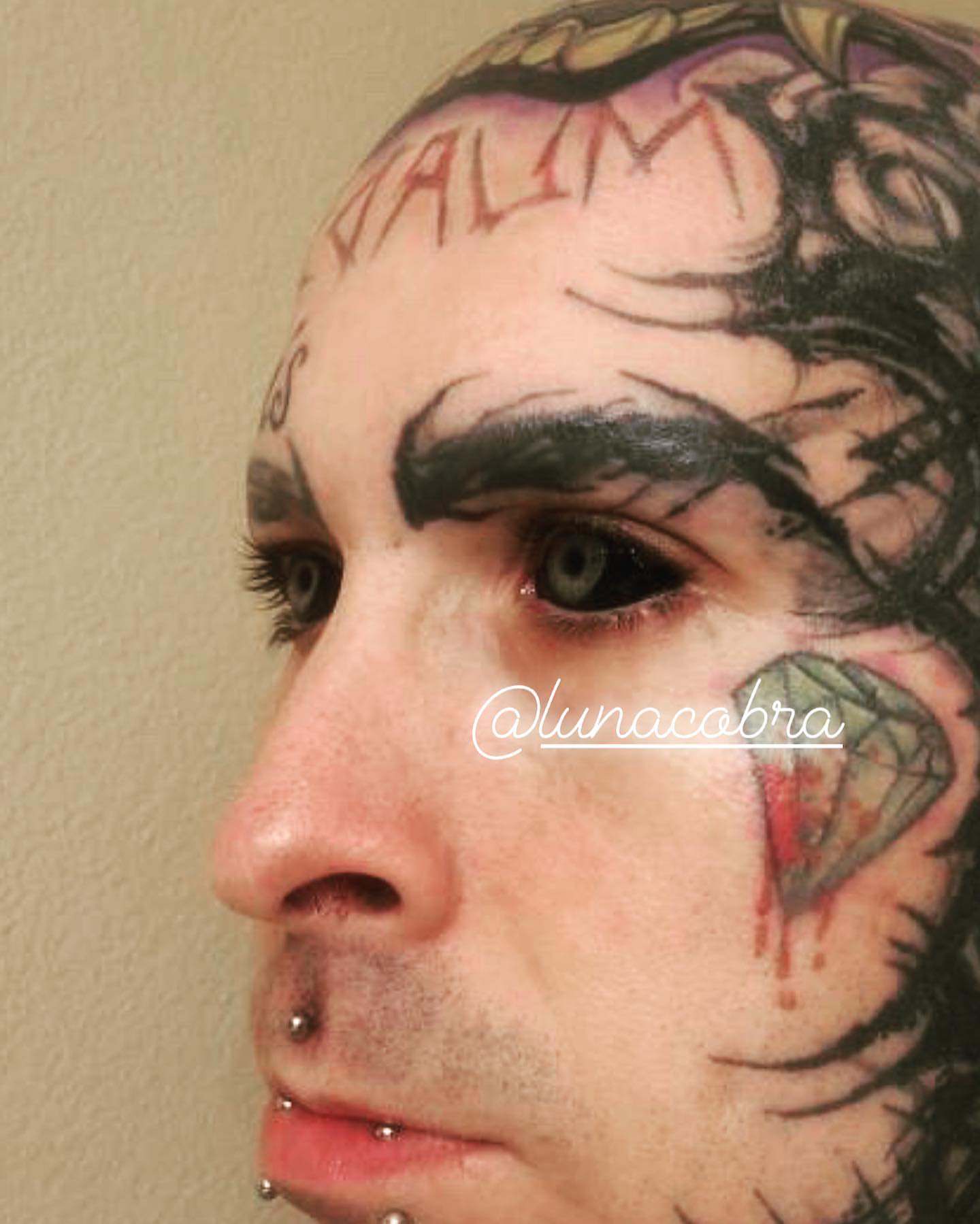 Face black and grey tattoo by lunacobra