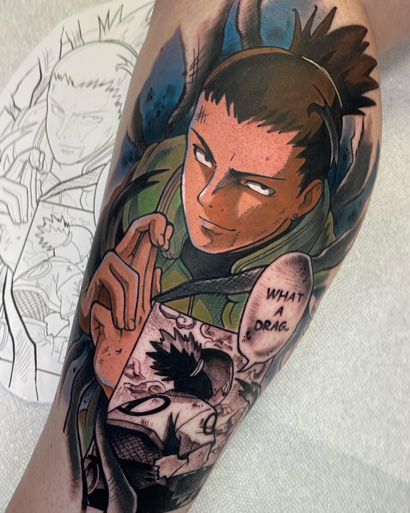 Tattoo by @karaxklenk — anime, dotwork