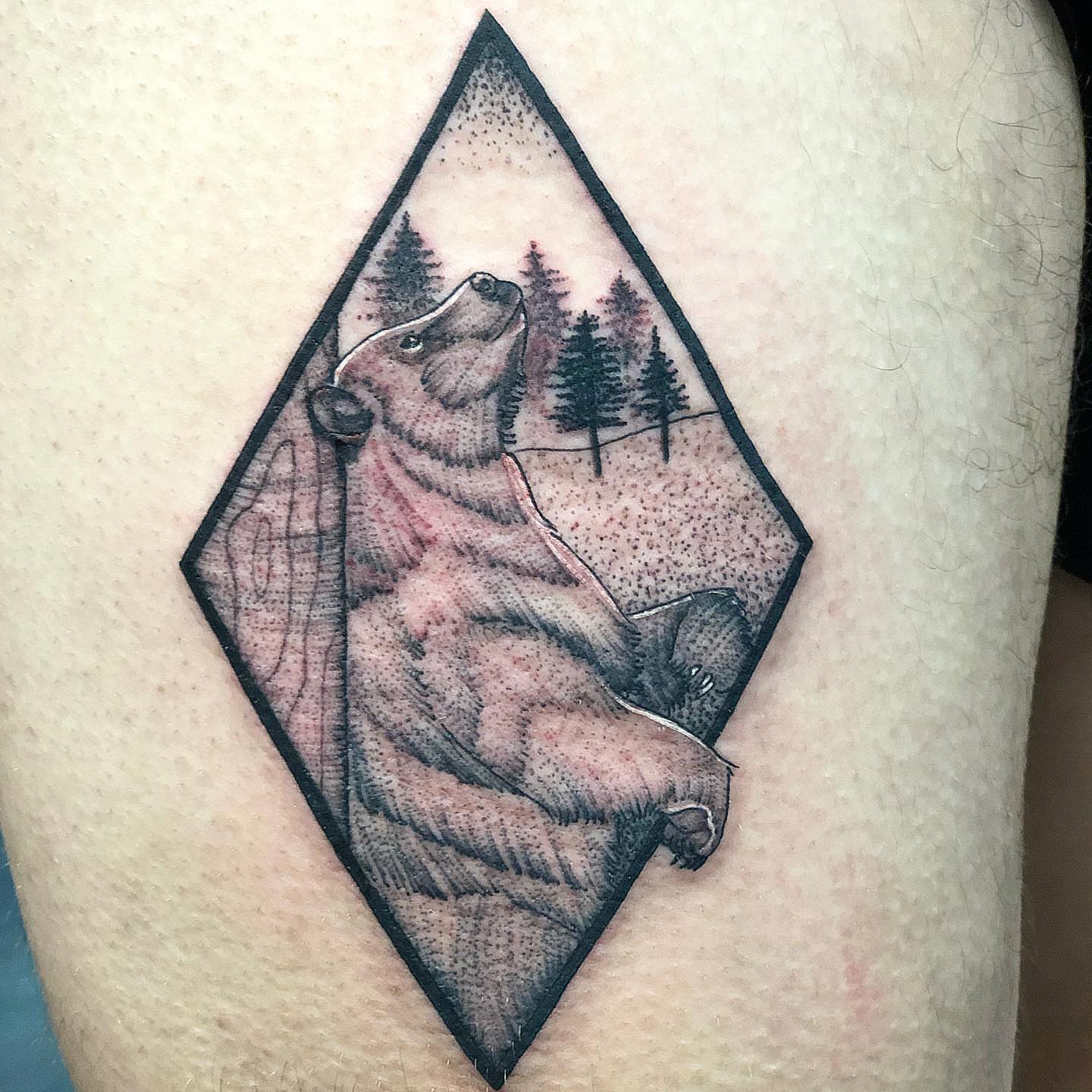 Tattoo by @tattoosbyrzo β dotwork, geometric
