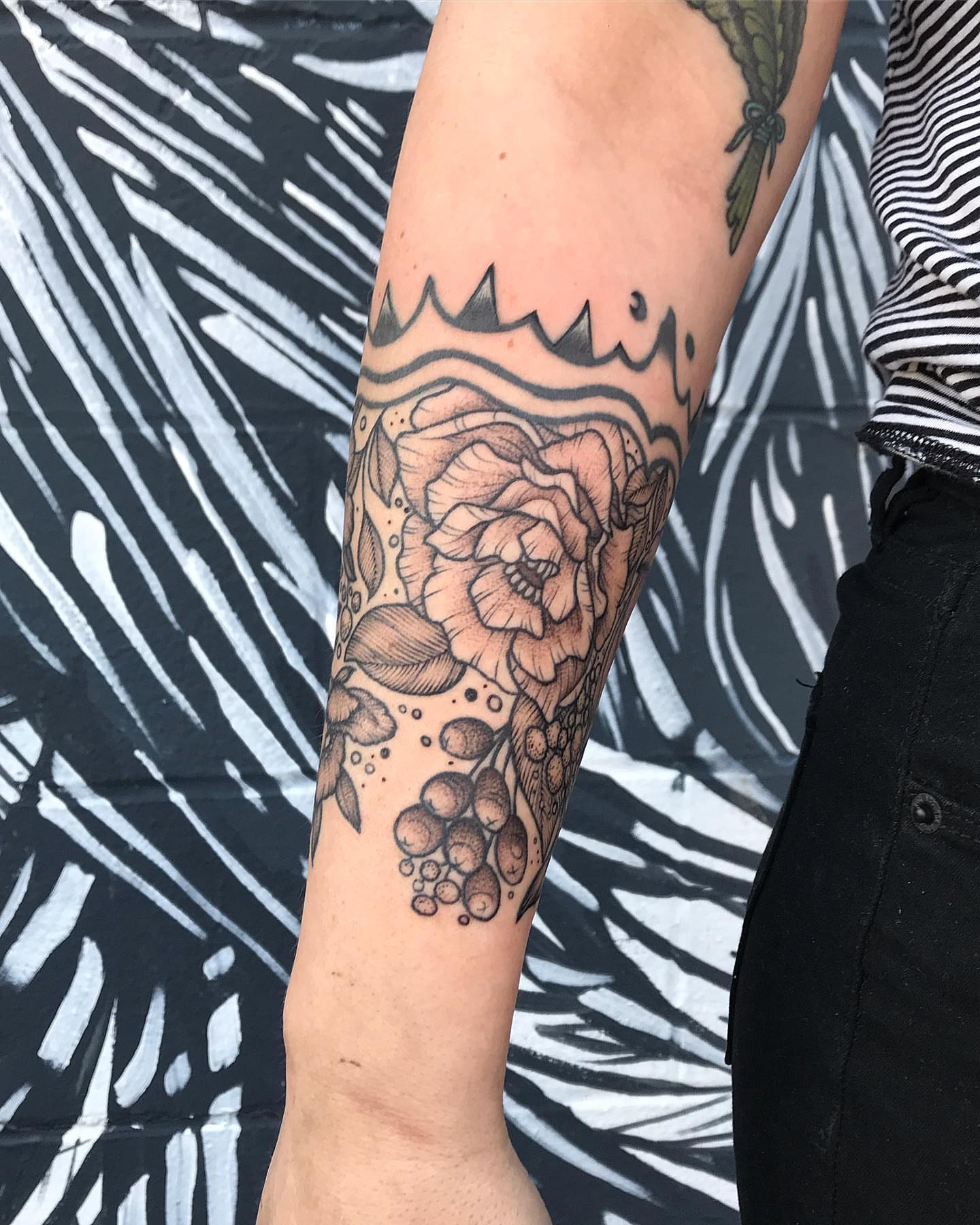 Floral bouquet black and grey tattoo on the forearm by 🍓secret k. - Austin Tattoo Artist