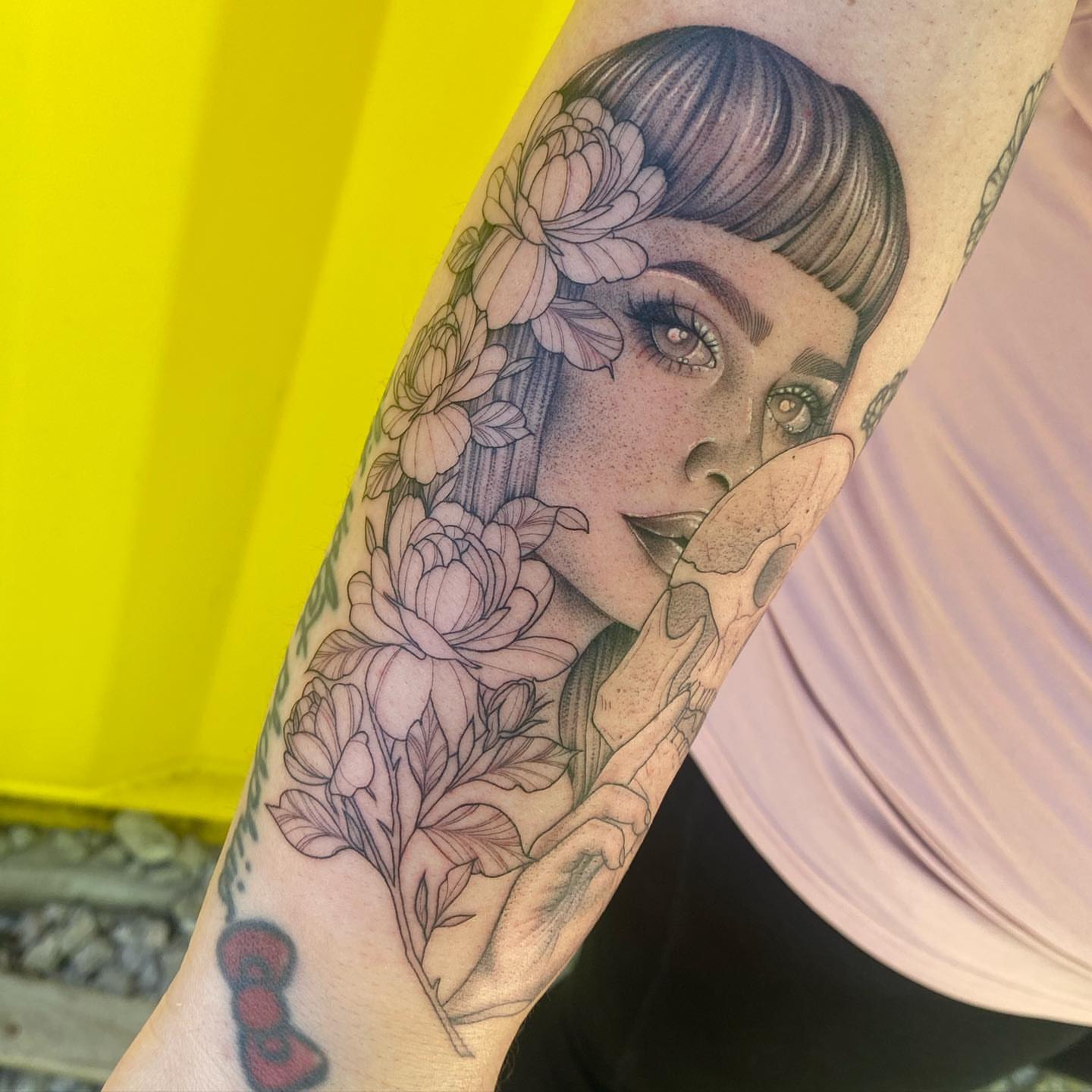 Floral portrait realism tattoo on the forearm by ✨ Jaden Belle Tattoos ✨