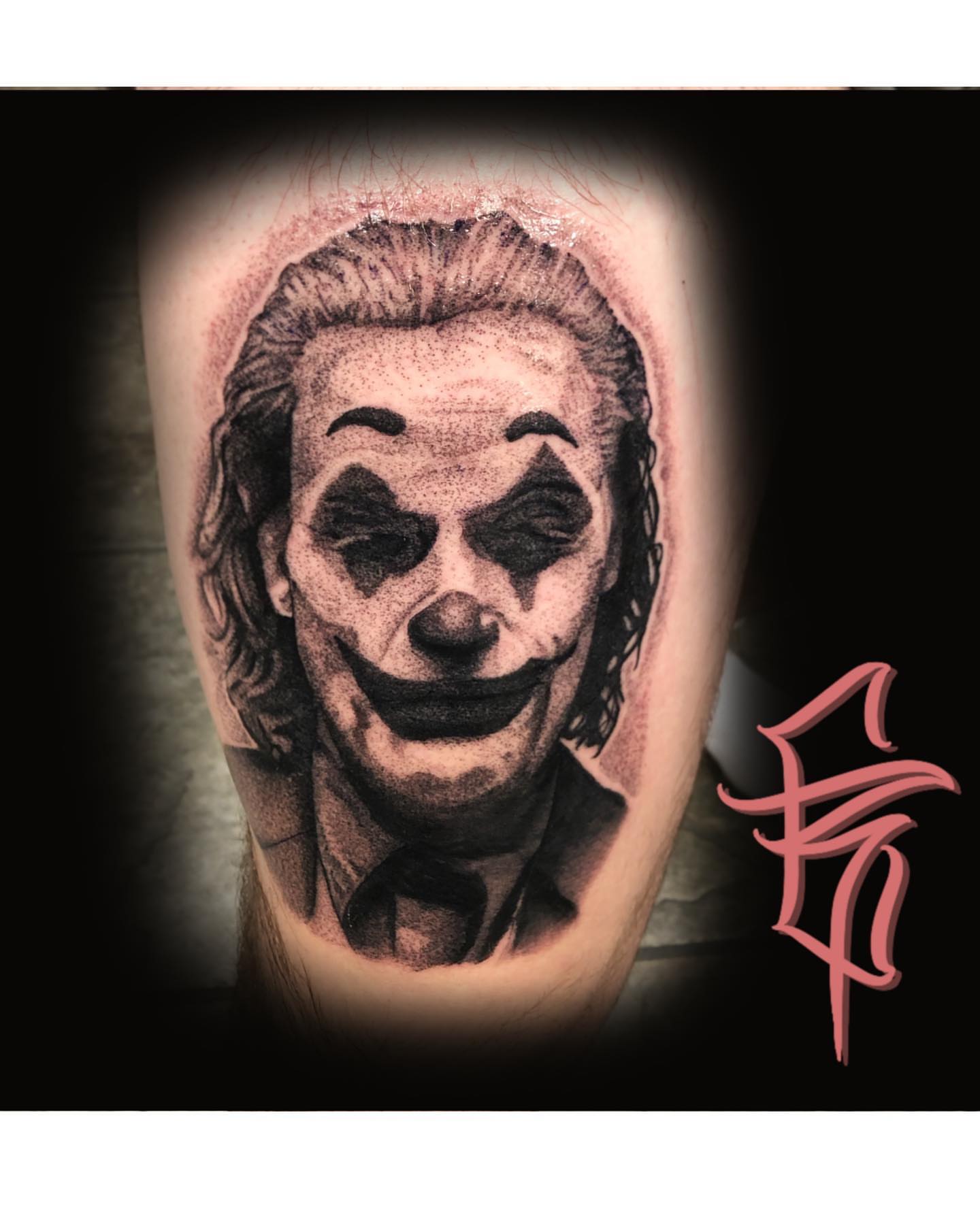 Joker realism tattoo on the forearm by Fullerton ca tattooing