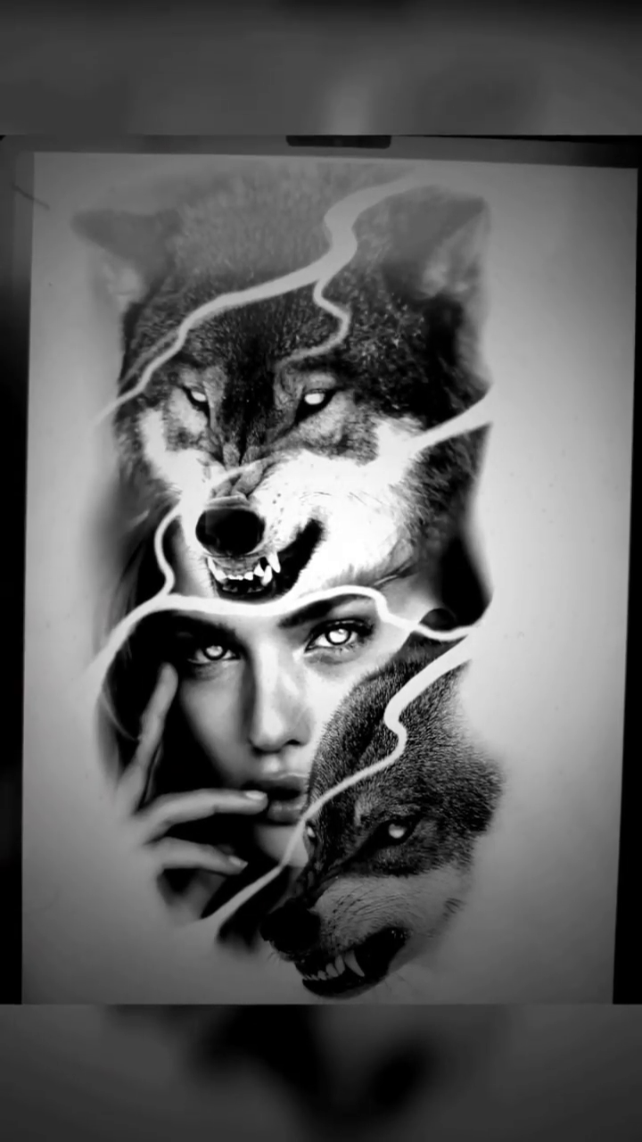 Woman and wolves realism tattoo by πΈπππ πππ€