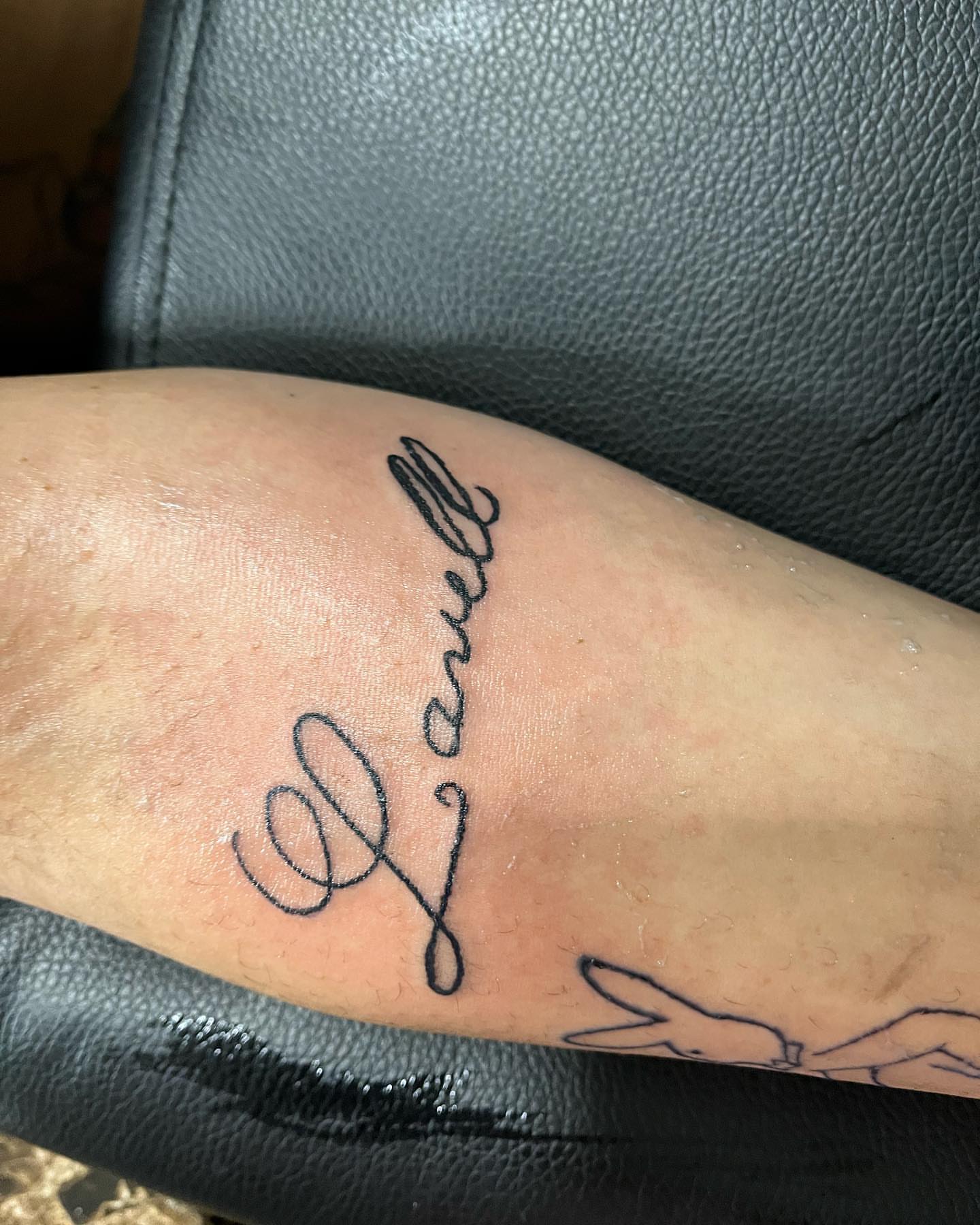 Script lettering lettering script tattoo on the forearm by ꧁༺𝓛𝓮𝓮༻꧂