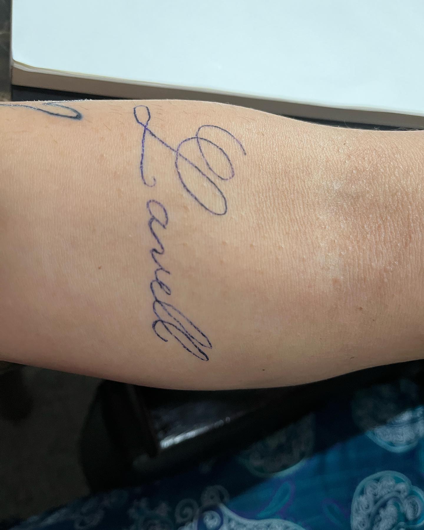 Script lettering lettering script tattoo on the forearm by ꧁༺𝓛𝓮𝓮༻꧂
