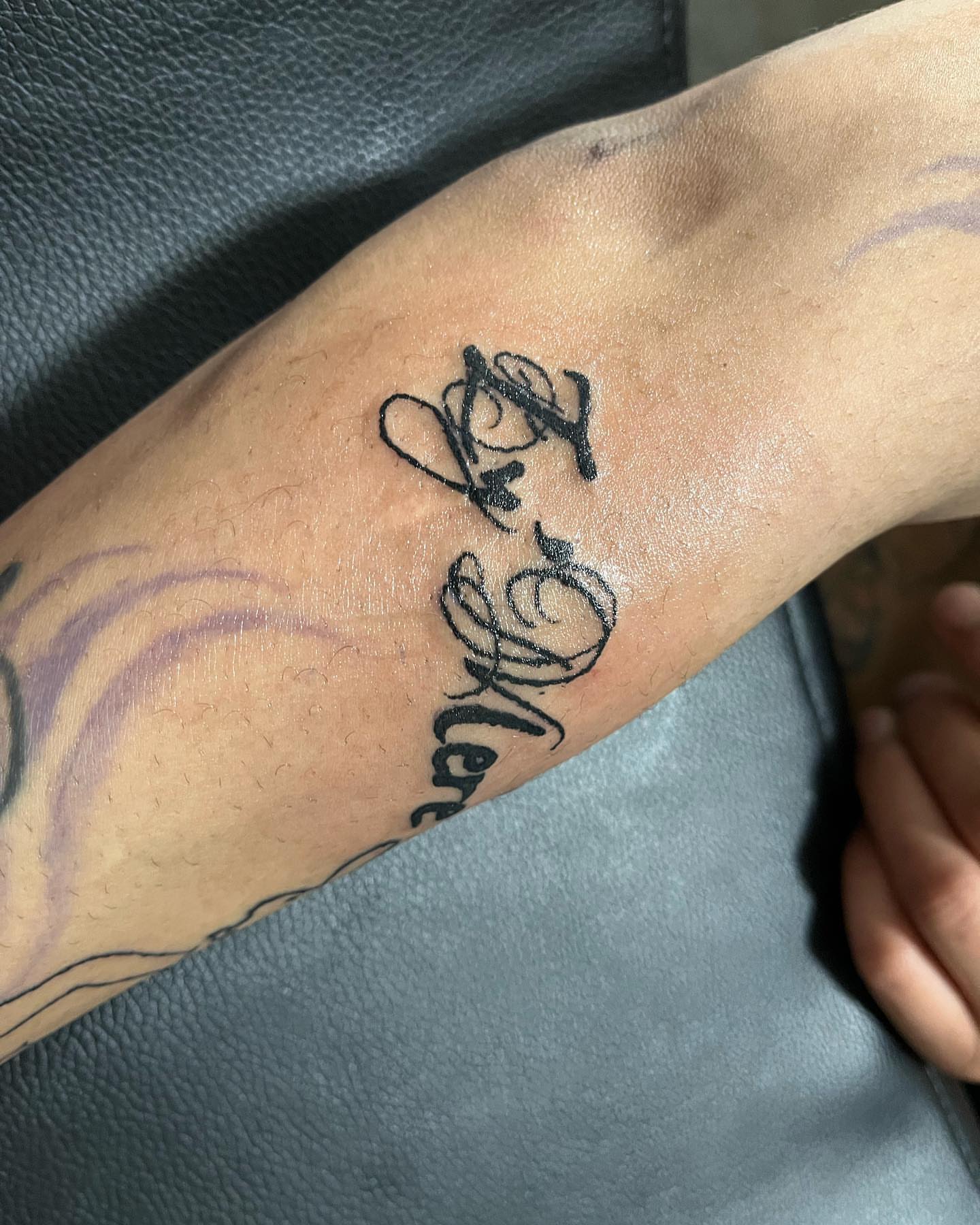 Script lettering lettering script tattoo on the forearm by ꧁༺𝓛𝓮𝓮༻꧂