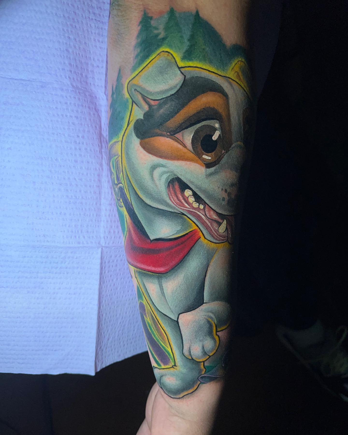 Bulldog realism tattoo on the forearm by Albuquerque Tattoo Artist, Albuquerque, New Mexico