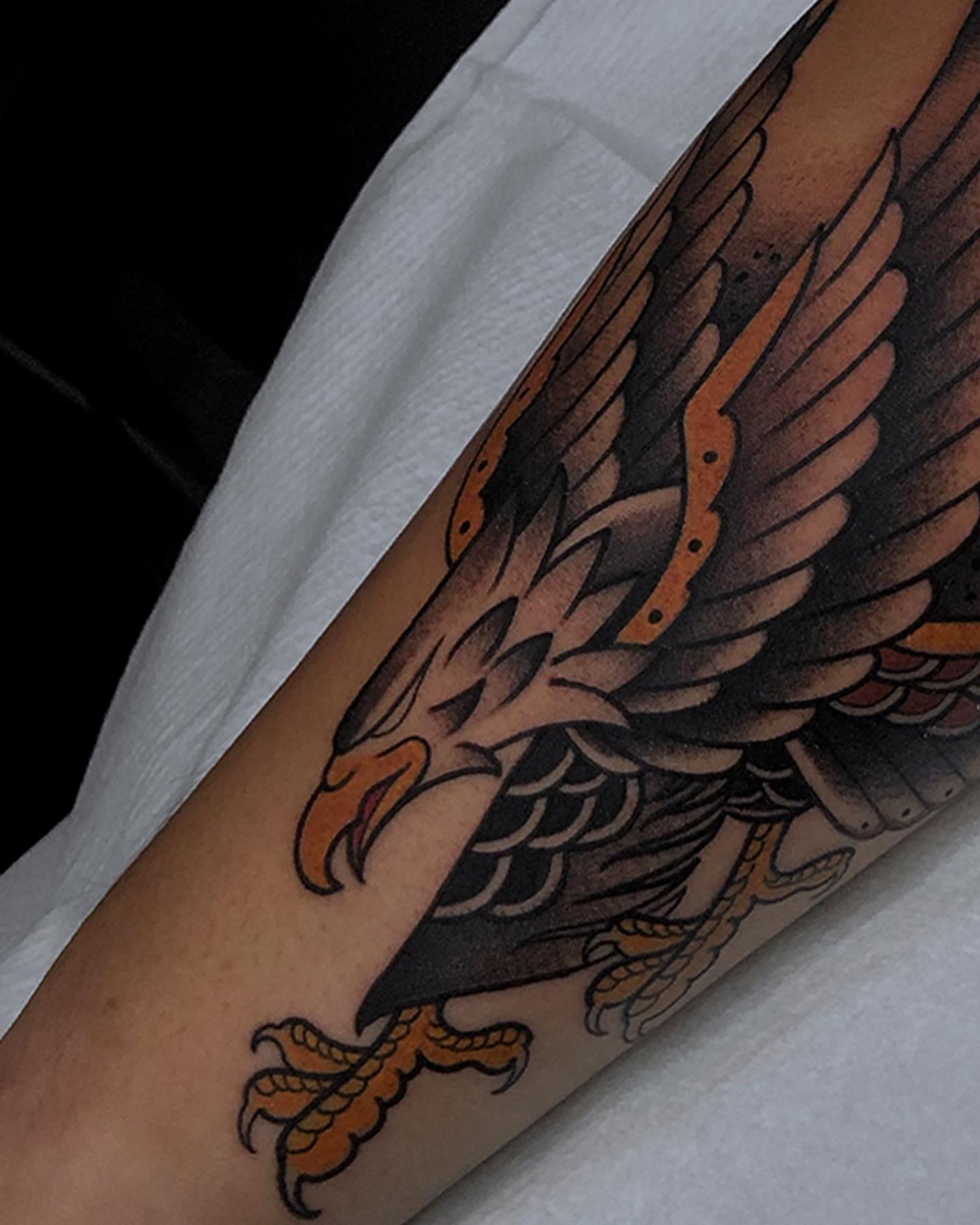 Eagle American traditional tattoo on the forearm by ๐ฃ๐๐๐ ๐๐ ๐ฆ๐๐๐ฉ๐