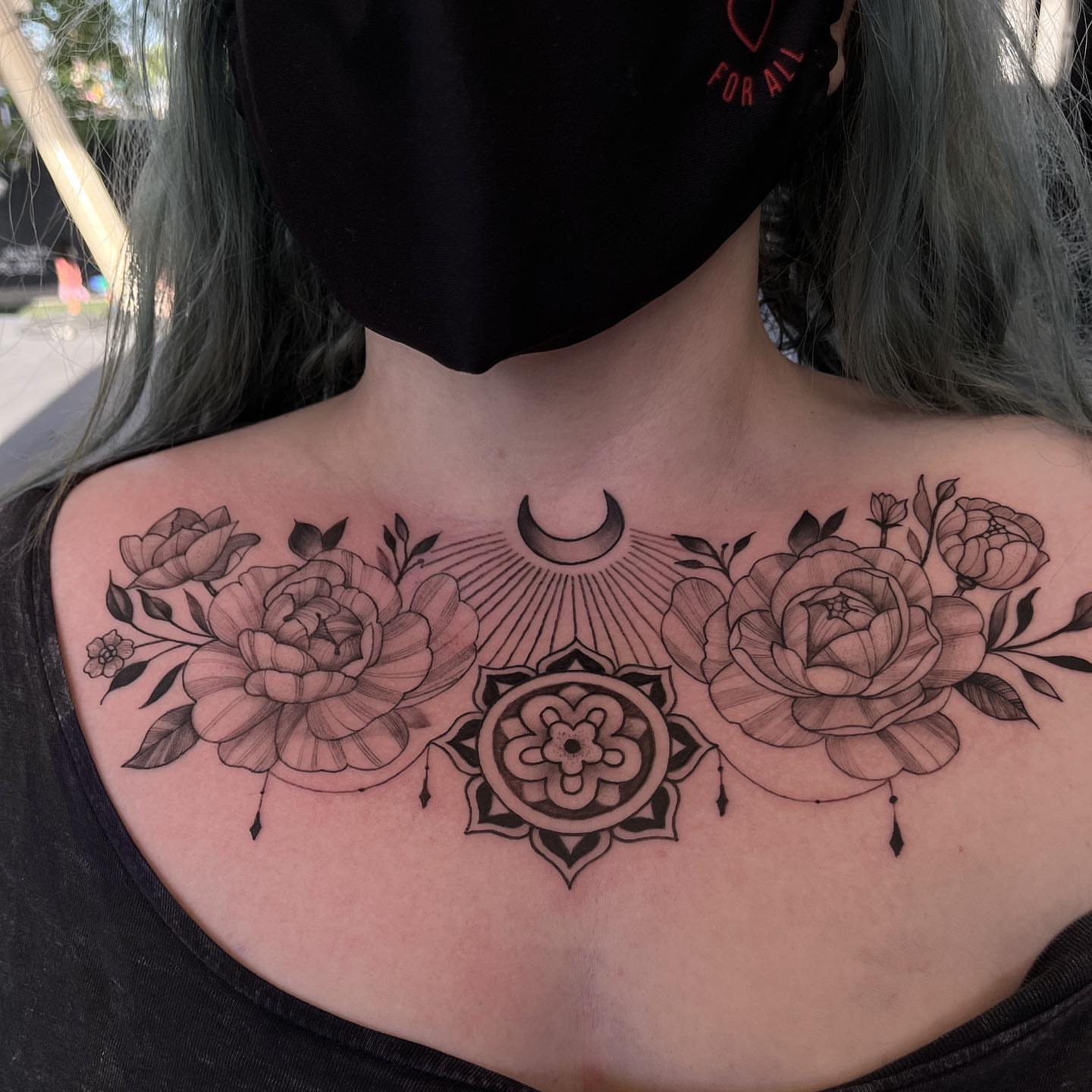 Floral mandala geometric tattoo on the shoulder by Neri Gersaint