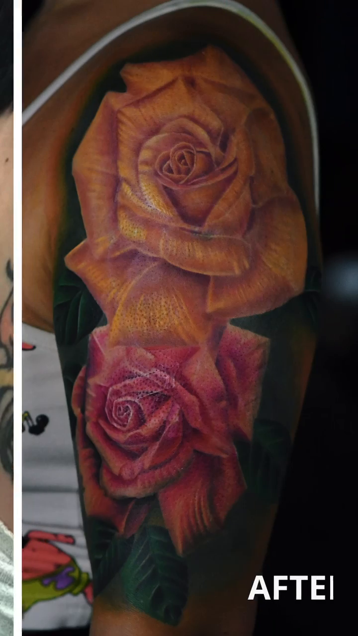 Roses realism tattoo by Amaury Ramirez