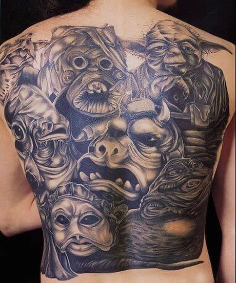 Aliens realism tattoo on the back by Frank Gomez 🎨