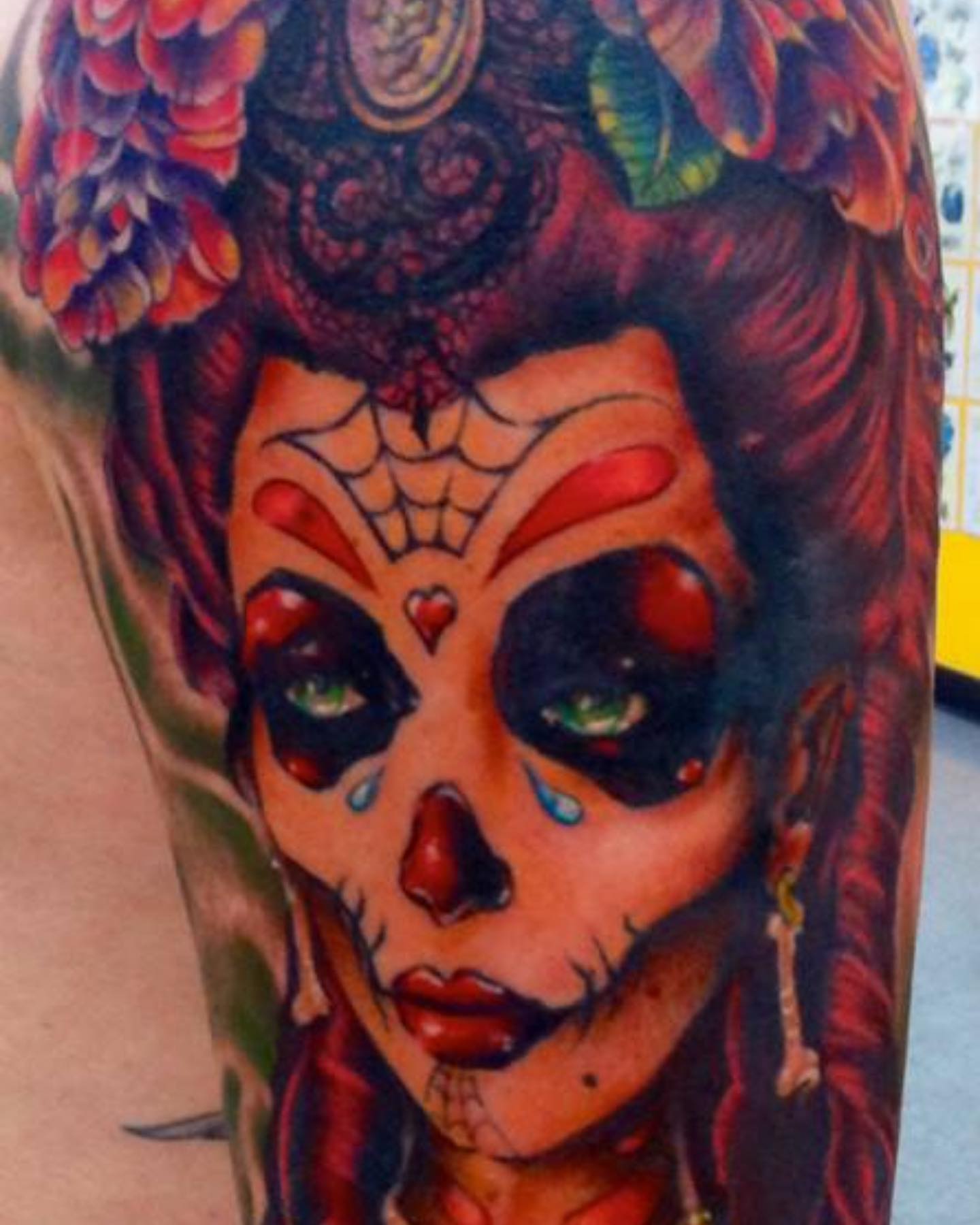 Catrina Chicano tattoo on the forearm by Frank Gomez 🎨