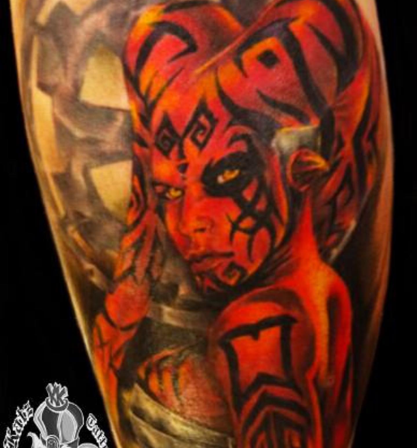 Demon warrior neo-traditional tattoo on the forearm by Frank Gomez 🎨