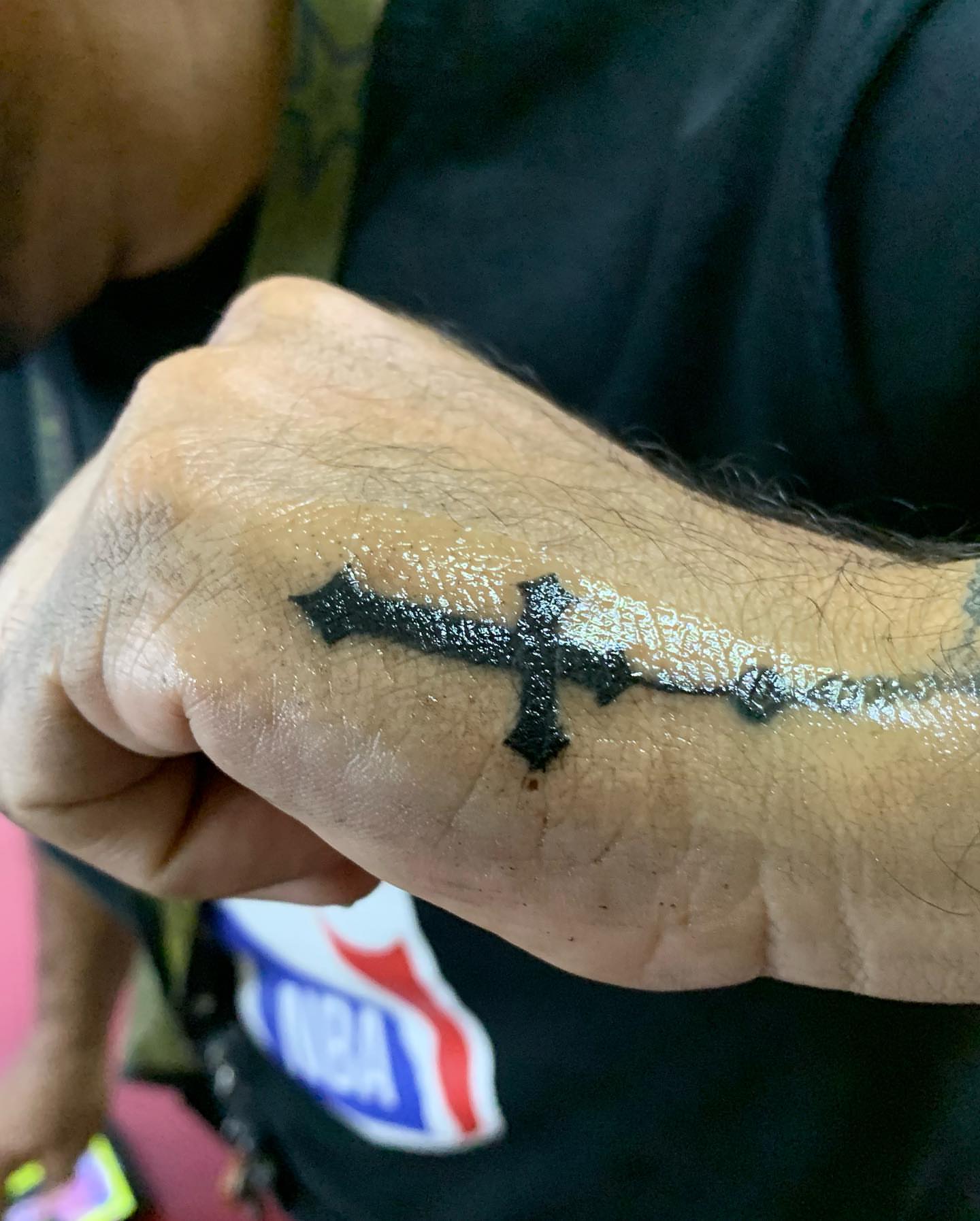 Cross black and grey tattoo on the forearm by El Zepa