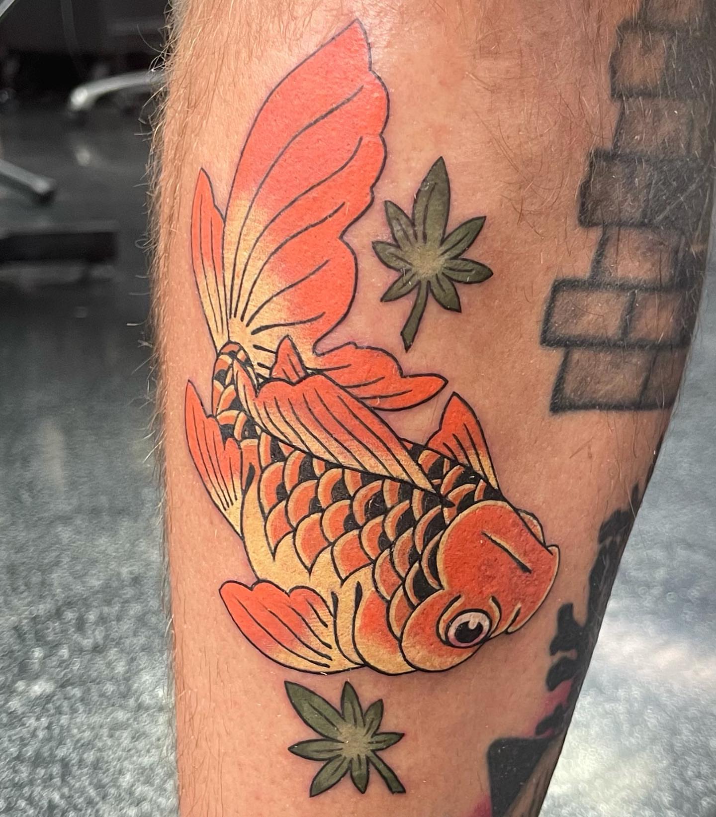 Koi fish American traditional tattoo on the forearm by π»ππππ β½ πΏππππ, Franklin, Tennessee