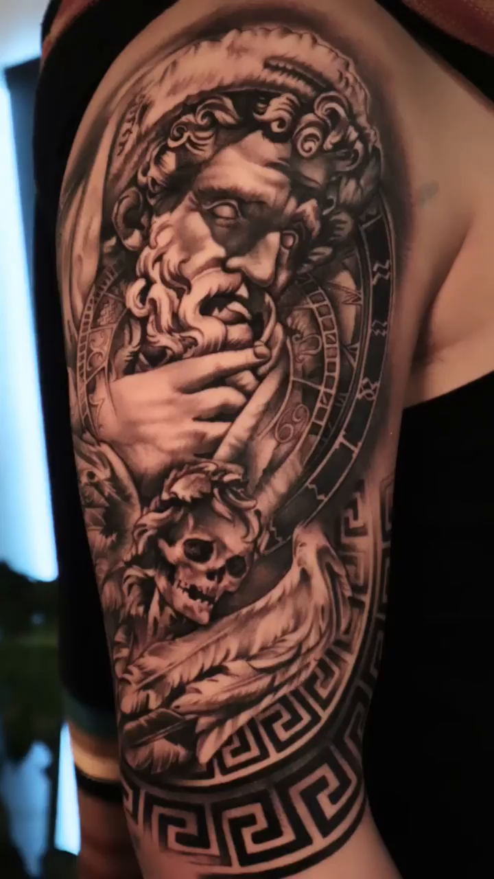 Tattoo by @marcos_tattoos β realism, black_and_grey