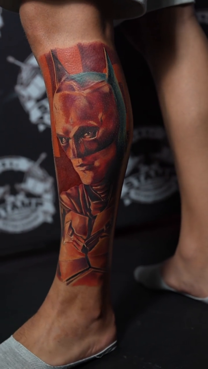 Batman realism tattoo by Andres Corzo