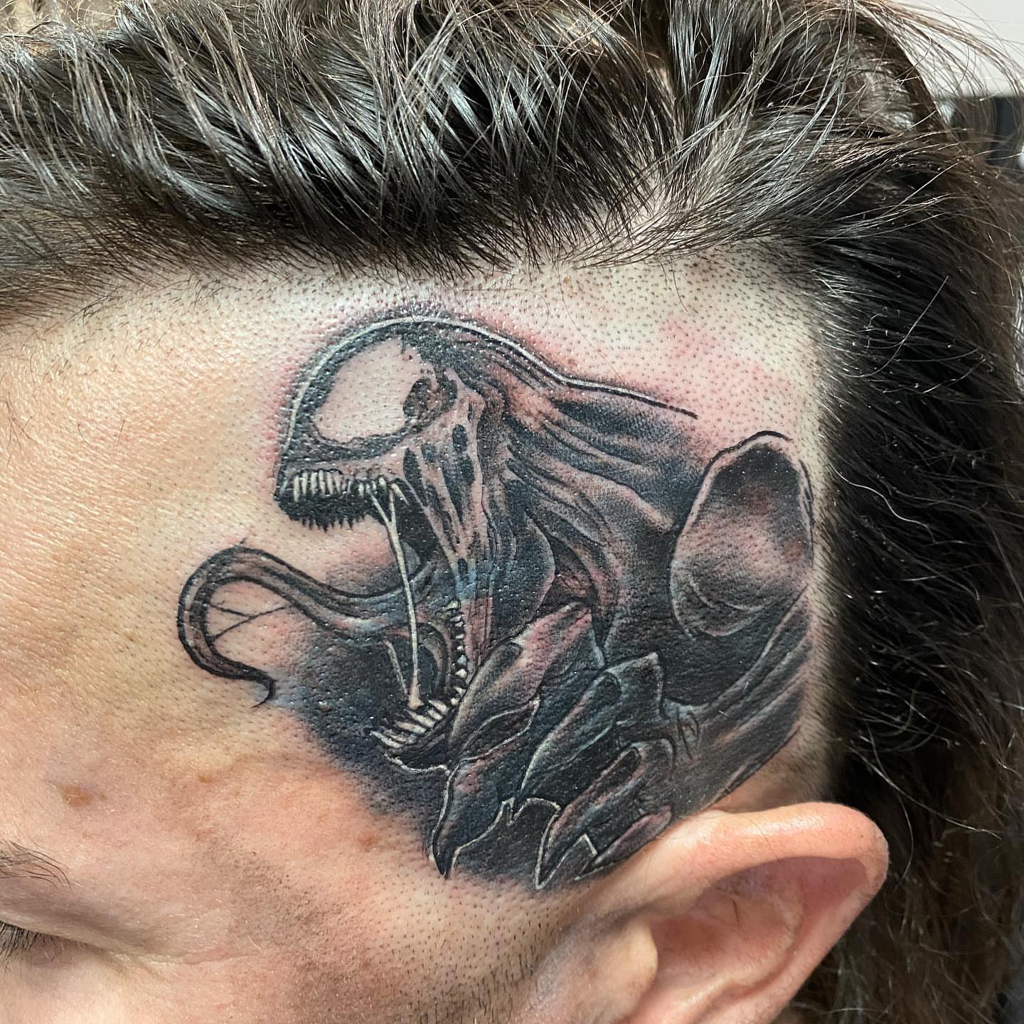 Tattoo by @salcustomtattoo — dotwork, dark_realism