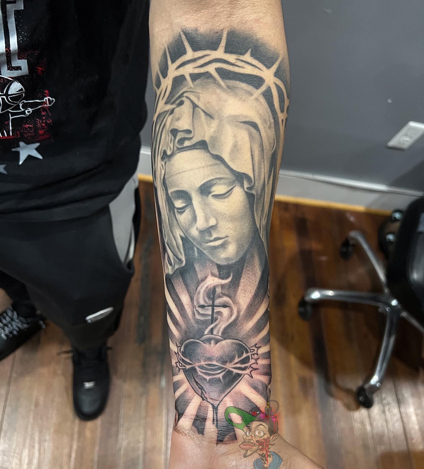 Tattoo by @suckmytat — black_and_grey, realism