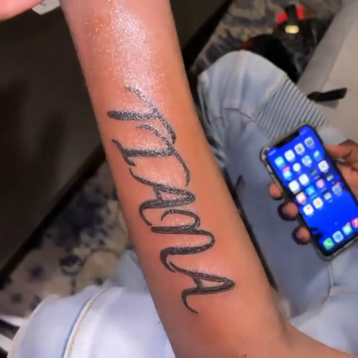 Diana script tattoo lettering tattoo on the forearm by InkByChing❤️🔥