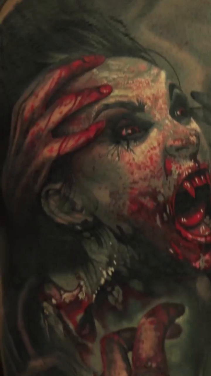 Zombie woman realism tattoo by P.Lok