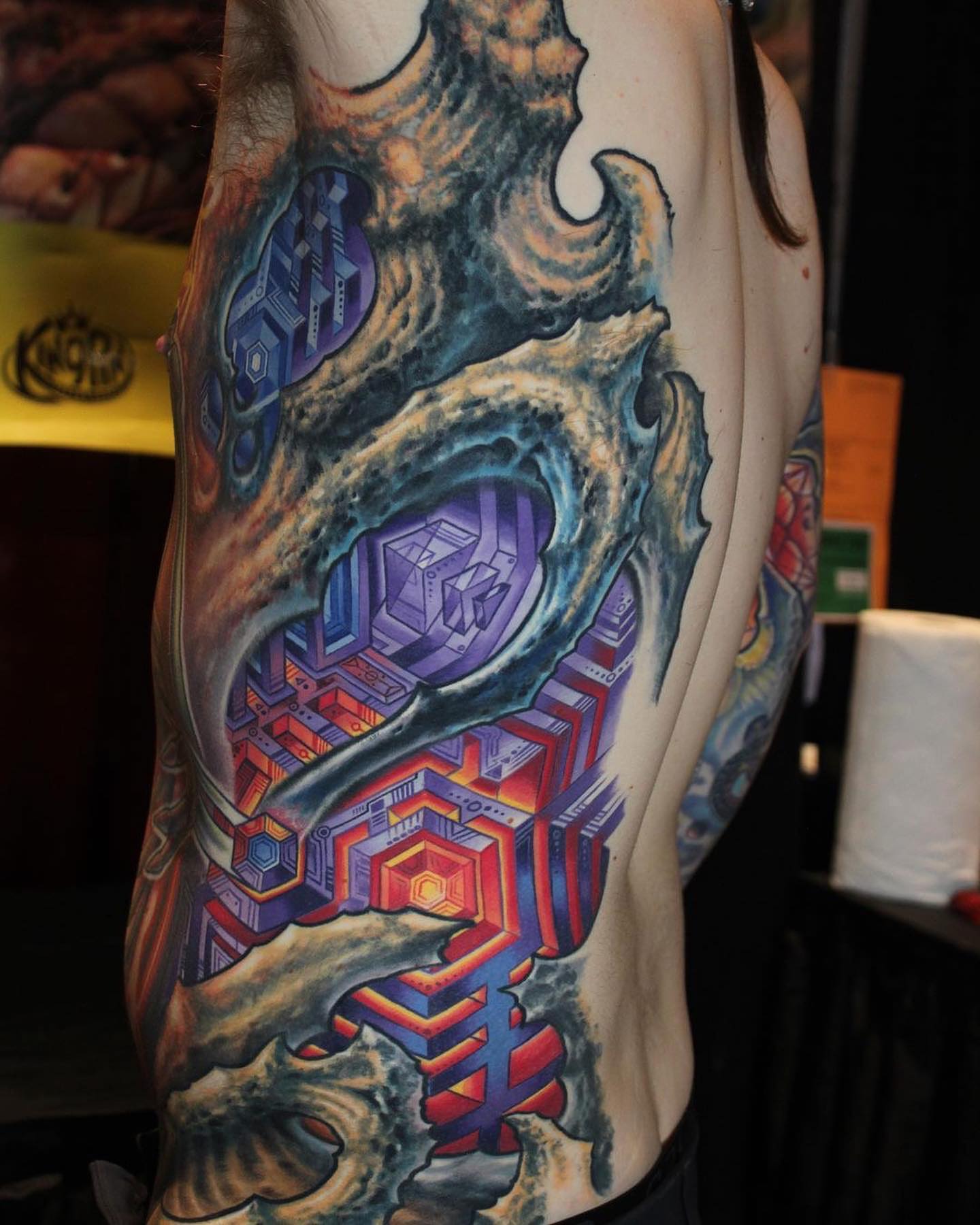 Geometric abstract geometric tattoo on the forearm by Mike Cole