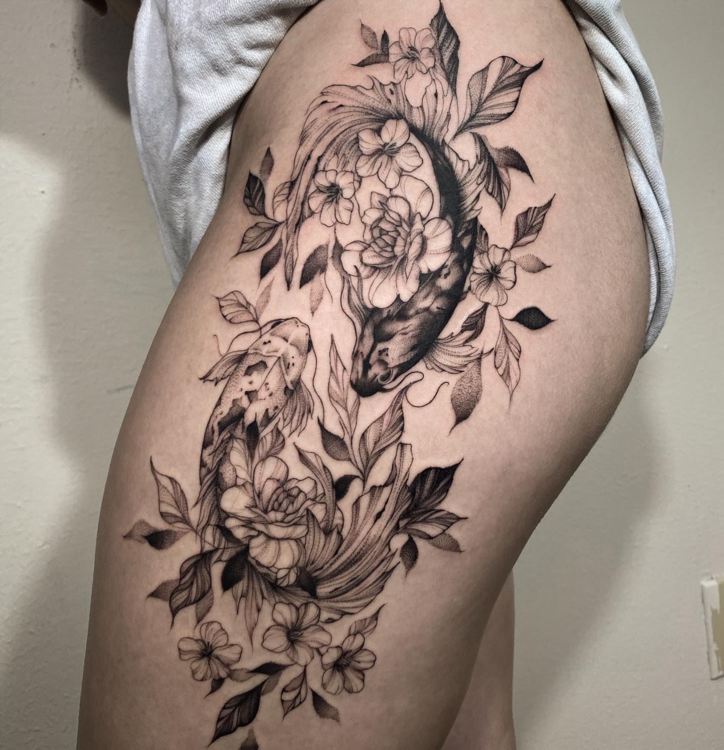 Tattoo by @c.x.dotline — black_and_grey, realism