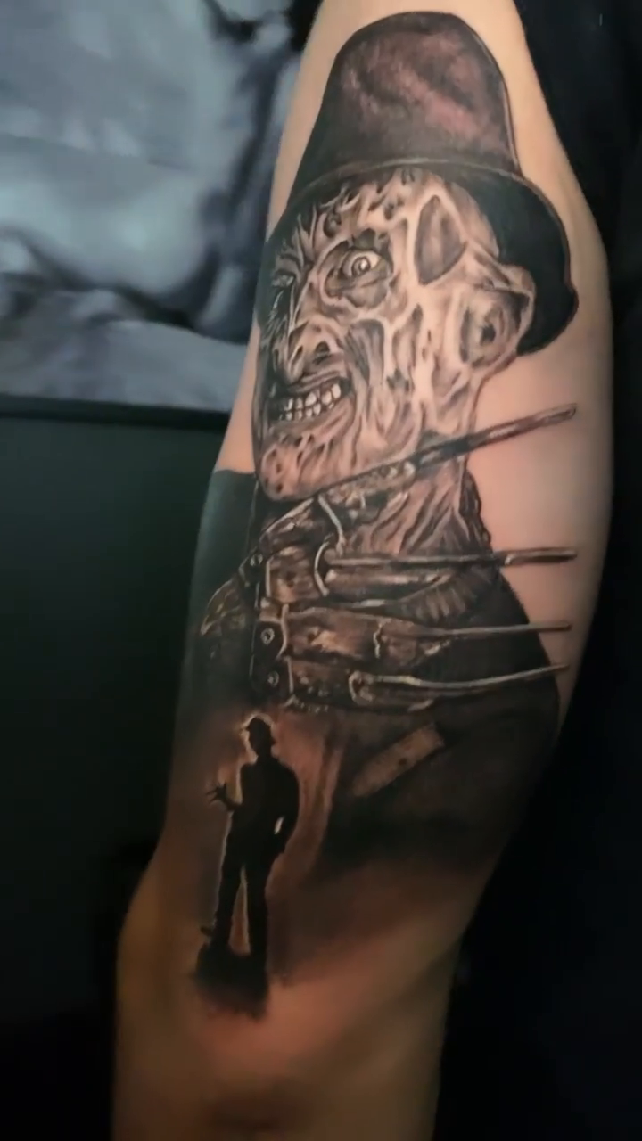 Freddy Krueger dark realism tattoo by Las Vegas Tattoo Artist