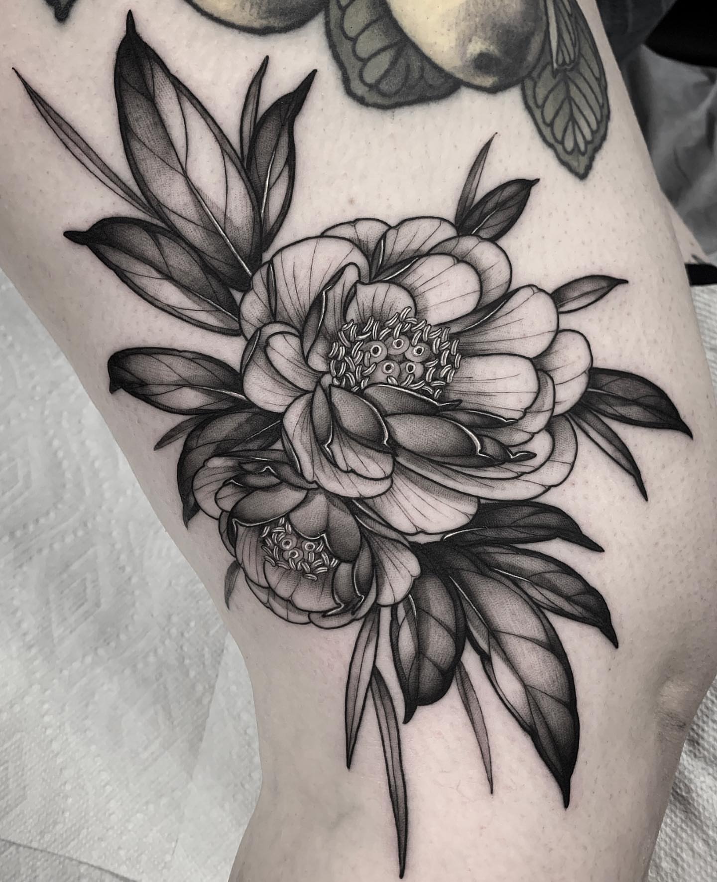 Tattoo by @squirestrahan — black_and_grey