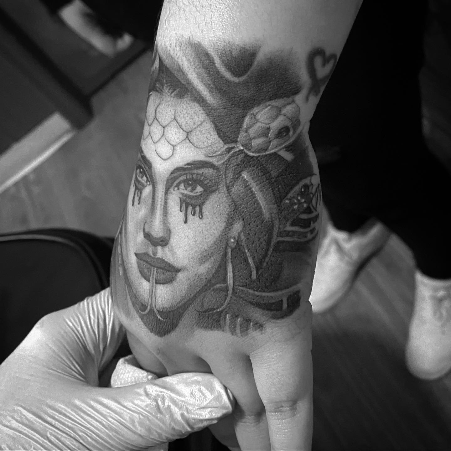 Tattoo by @acruz_707 — black_and_grey, realism