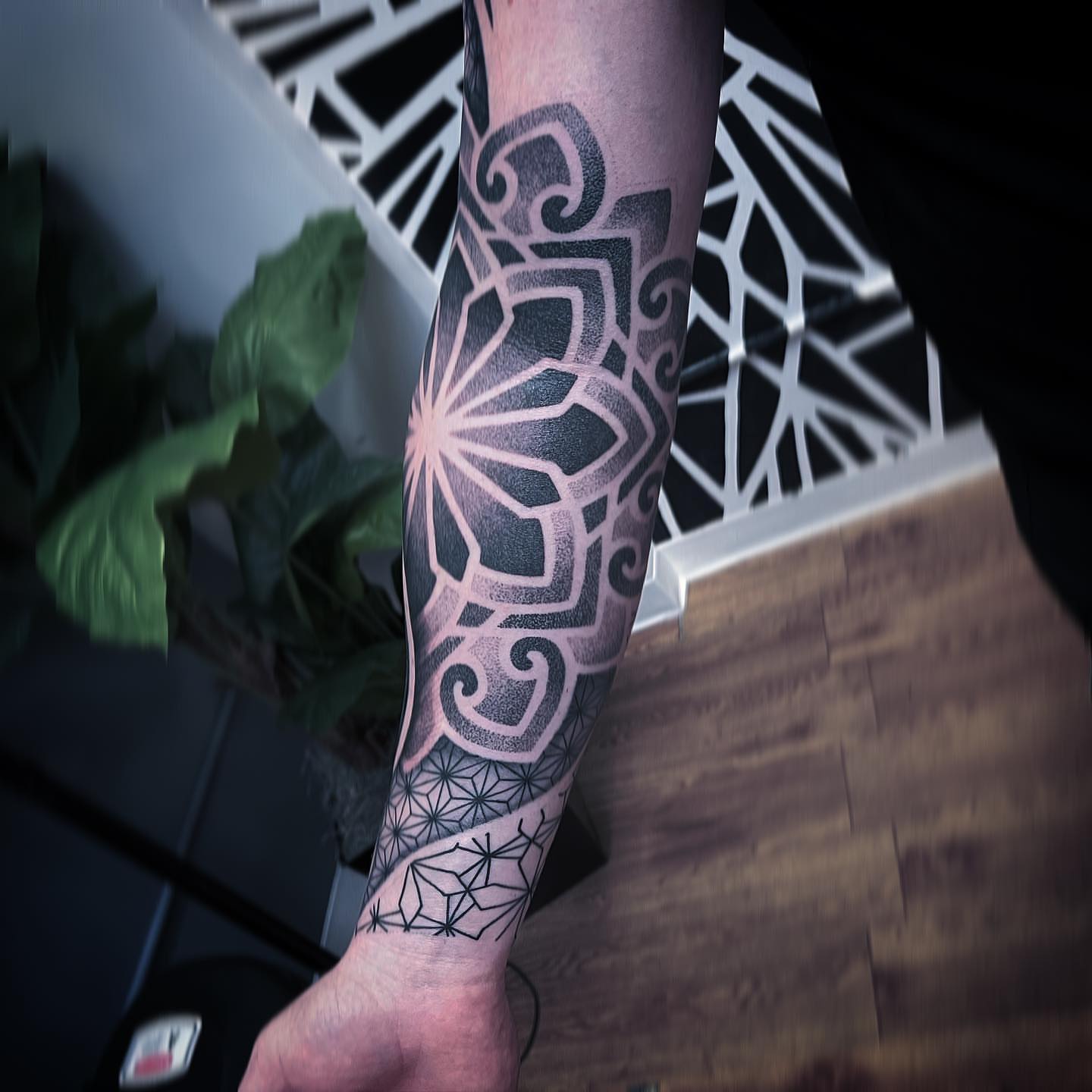 Tattoo by @jc_tats — dotwork, geometric