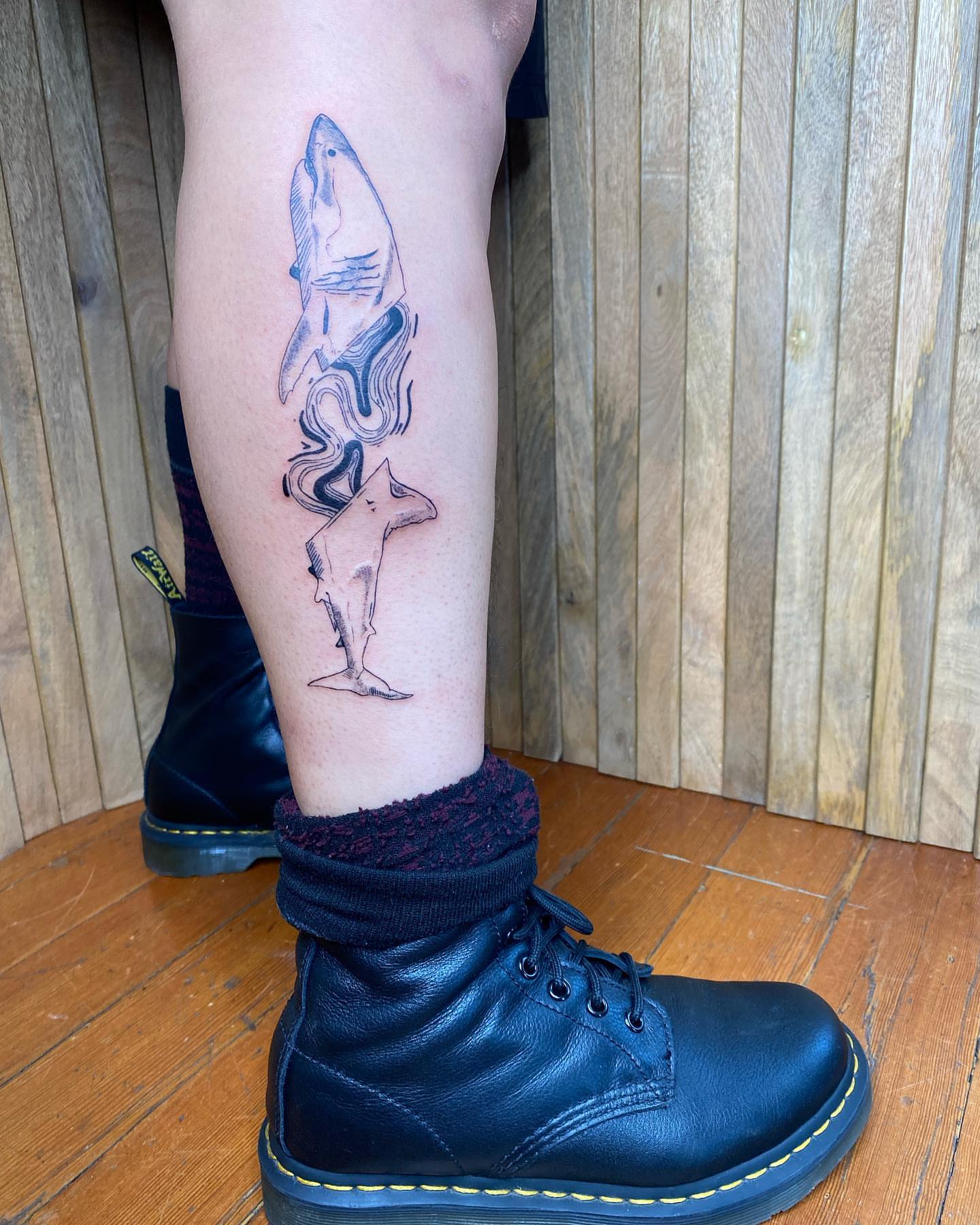 Tattoo by @dreamrealm — black_and_grey