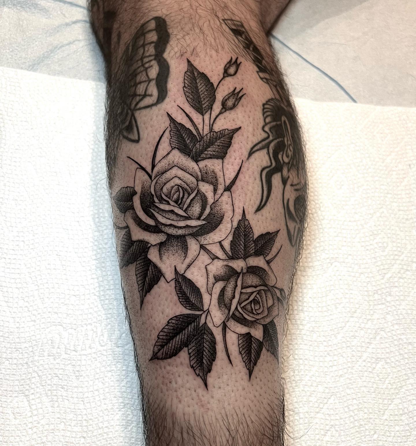 Tattoo by @ohmydarlingtattoos — dotwork, black_and_grey