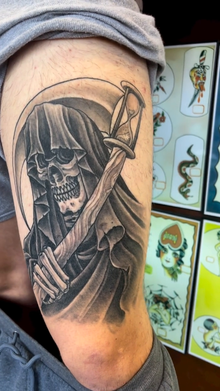 Grim Reaper dark realism tattoo by 𝙉𝙄𝘾𝙆 𝘾𝘼𝙍𝙐𝙎𝙊, New York, New York